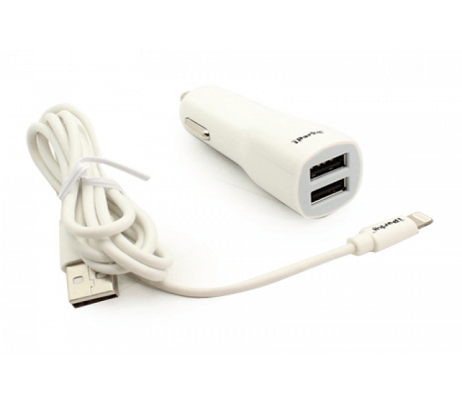 CAR ADAPTER COMBO IOS 3FT WHITE iPORKY
